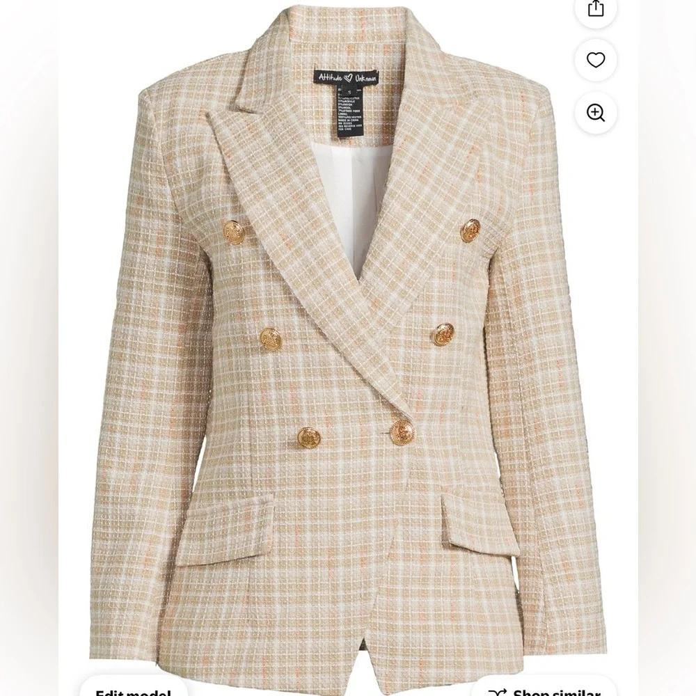 Attitude Unknown Women’s Blazer, Size XL NEW With Tags (Tan) - Picture 1 of 10